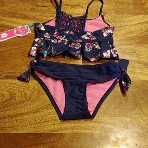 Limited Too Metallic Butterfly 2 Piece Swimsuit  Size 4